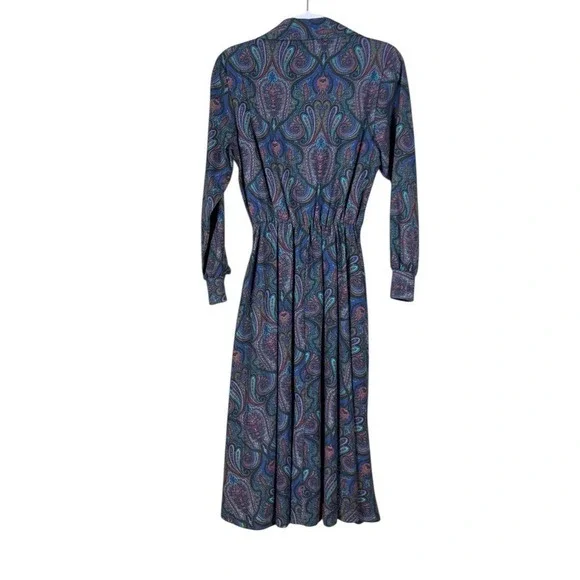 Vintage 80s Bedford Fair Maxi Dress Size 6 Modest Paisley Cottage Prairie - Picture 4 of 7